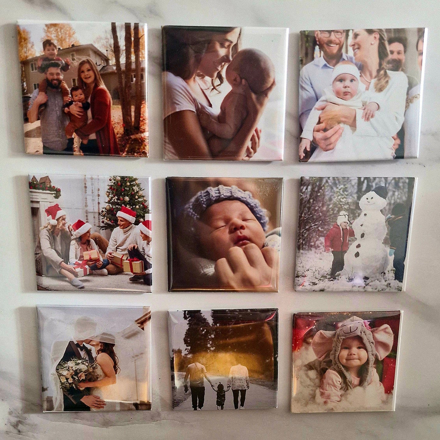 Hand Pressed & Personalised Custom Square Photo Fridge Magnets