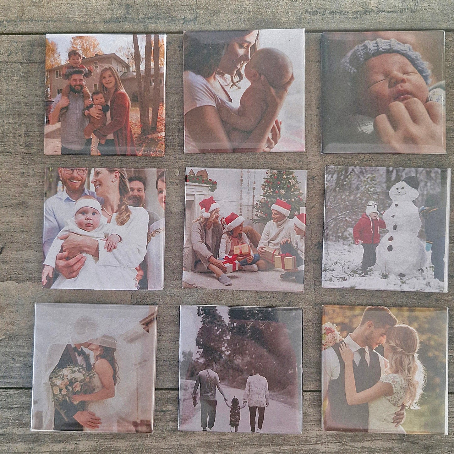 Hand Pressed & Personalised Custom Square Photo Fridge Magnets