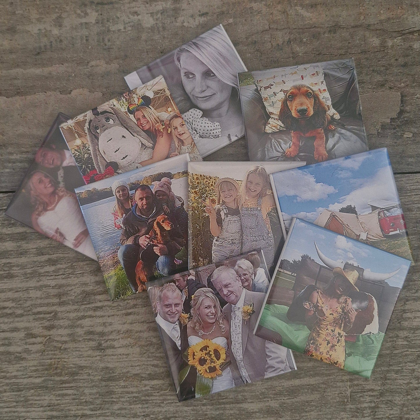 Hand Pressed & Personalised Custom Square Photo Fridge Magnets